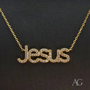 Art Gold Jesus Pendant 18k Gold Necklace with Rhinestone Charm