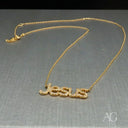 18k gold necklace with pavé diamond Jesus pendant in art gold jewelry