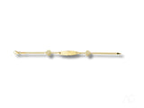 Personalized ID bracelet in art gold jewelry with diamond balls, heart motifs, and spring ring lock