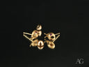 Six certified 18k solid gold ladybug earrings with colorful CZ gemstones
