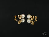 Loves Elegance 18K gold heart pearl drop earrings with white pearls
