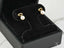 Gold heart-shaped stud earrings with pearl drops from Love’s Elegance in 18K Gold