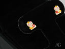 Adorable lucky cat 18k gold earrings with Hello Kitty enamel design