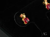 18k gold ladybug stud earrings with red and black enamel for kids