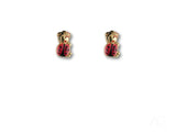 18k gold ladybug stud earrings in red and gold for kids
