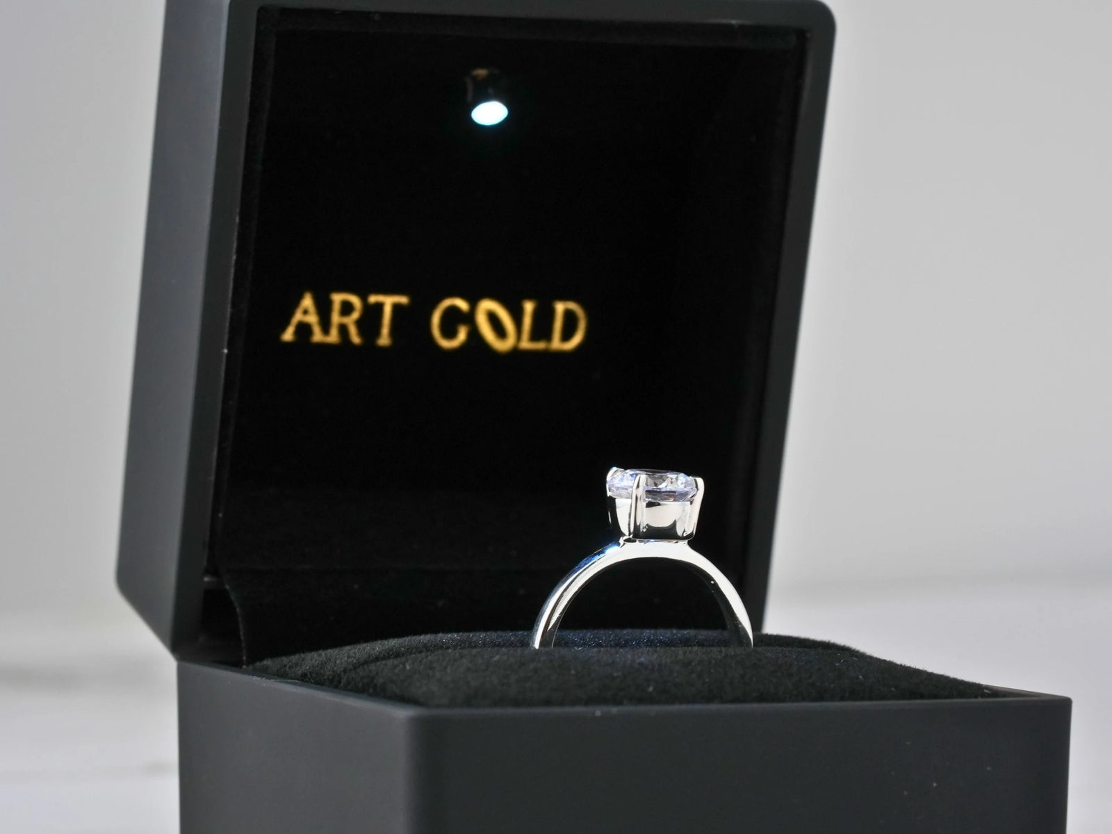 Lumina Promise Solitaire silver diamond ring in black box