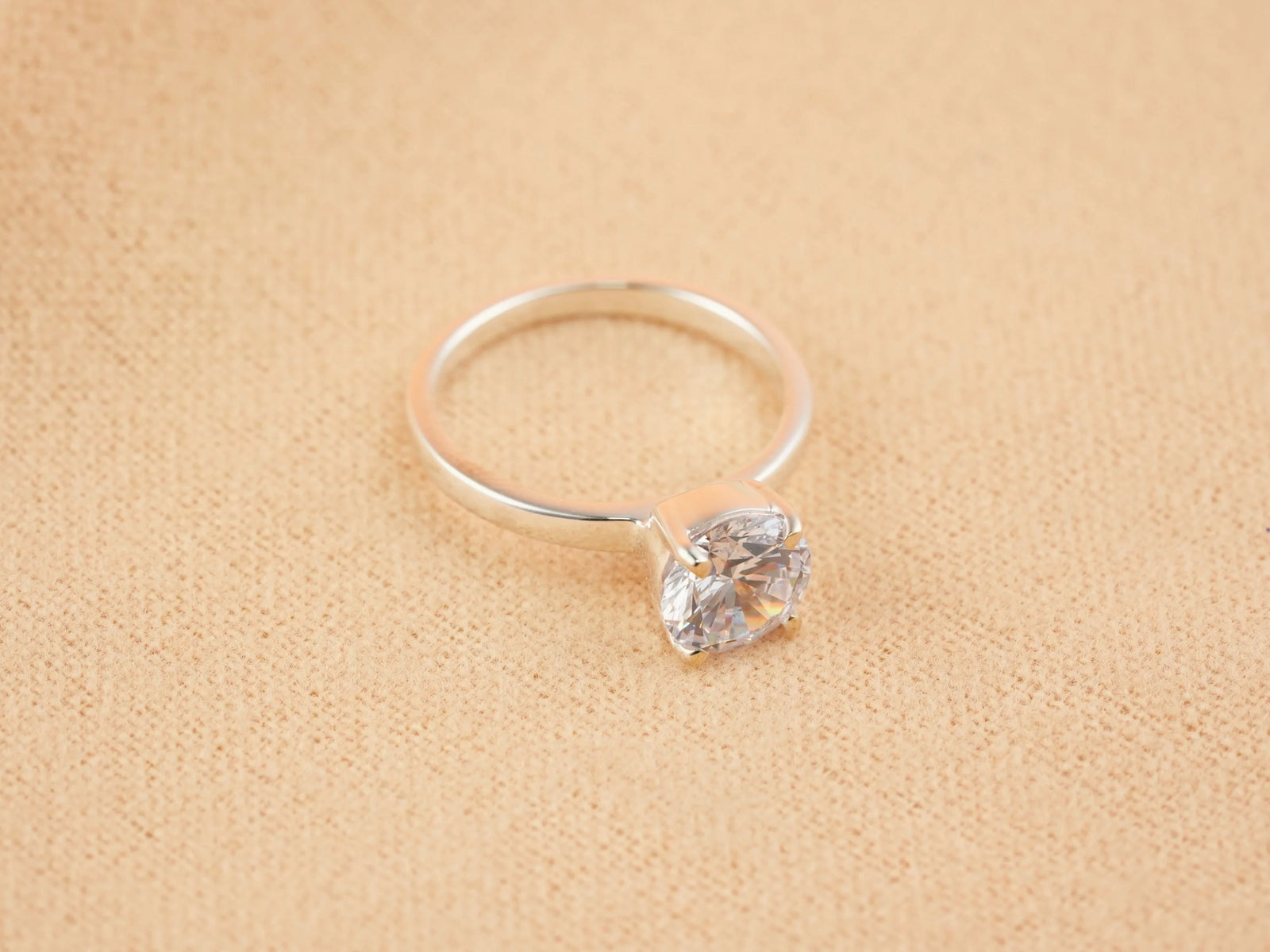 Silver Lumina Promise Solitaire engagement ring with round clear gemstone