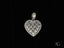 Silver heart-shaped pendant with patterned filigree design in 18k white gold art jewelry