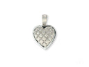 Luminous Heart: 18k white gold pendant with etched crosshatch pattern