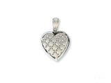 Luminous Heart: 18k white gold pendant with etched crosshatch pattern