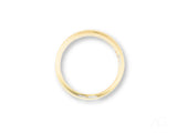 Overhead view of gold wedding band interior and polished comfort fit