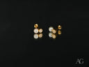 Lustrous Harmony 18K gold pearl drop earrings with CZ stud