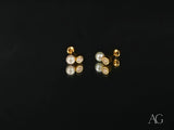 Lustrous Harmony 18K gold pearl drop earrings with CZ stud