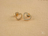 Lustrous Love 18k gold heart stud earrings with CZ accents