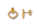 Lustrous Love 18k gold heart stud earrings with CZ accents