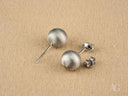 Pair of 18k white gold matte silver ball stud earrings