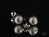 Lustrous Sphere 18k white gold ball earrings, matte silver stud pair