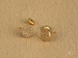 Luxe Brilliance 18K yellow gold pave CZ stud earrings with diamonds
