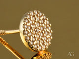 Luxe Brilliance 18K yellow gold pave CZ stud earrings with diamond-encrusted face