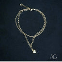 Luxurious 18k double chain anklet in art gold jewelry with heart charm