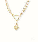 Luxurious 18k double chain anklet with puffed heart charm