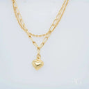Luxurious 18k double chain anklet with gold-toned heart pendant