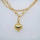 Luxurious 18k double chain anklet with heart pendant in art gold jewelry