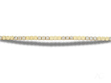 Luxurious solid 18k gold bracelet with alternating rows of yellow and white diamonds, polished gold finish