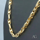 Luxury 18k gold chain with rectangular and oval links, art gold jewelry