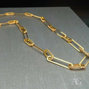 Luxury 18k gold necklace with pavé diamond paperclip links