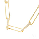 Luxury 18k gold zirconia necklace with pave diamond paperclip chain from Greater Boston area