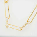 18k gold necklace with paperclip chain and diamond accents