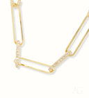 18k gold necklace with pavé diamond paperclip chain in Greater Boston area