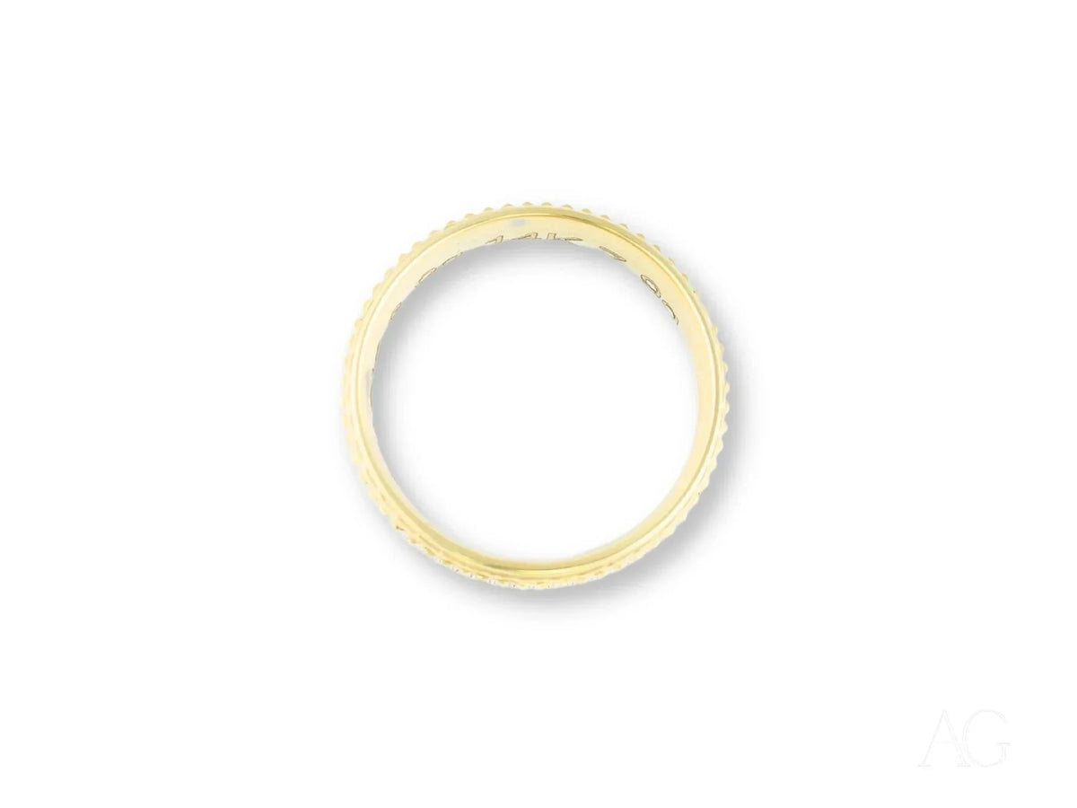 Majestic Weave slender yellow gold eternity band with diamonds