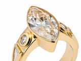 5ct Marquise Cut Diamond Ring – 18K Yellow Gold Bezel