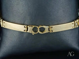 Shiny mens art gold jewelry bracelet with white gold details