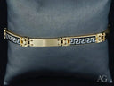 Men’s 18k art gold jewelry bracelet with white gold details and Greek key pattern