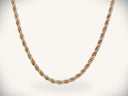 Meridian Weave tri-color art gold jewelry necklace with intertwined gold links