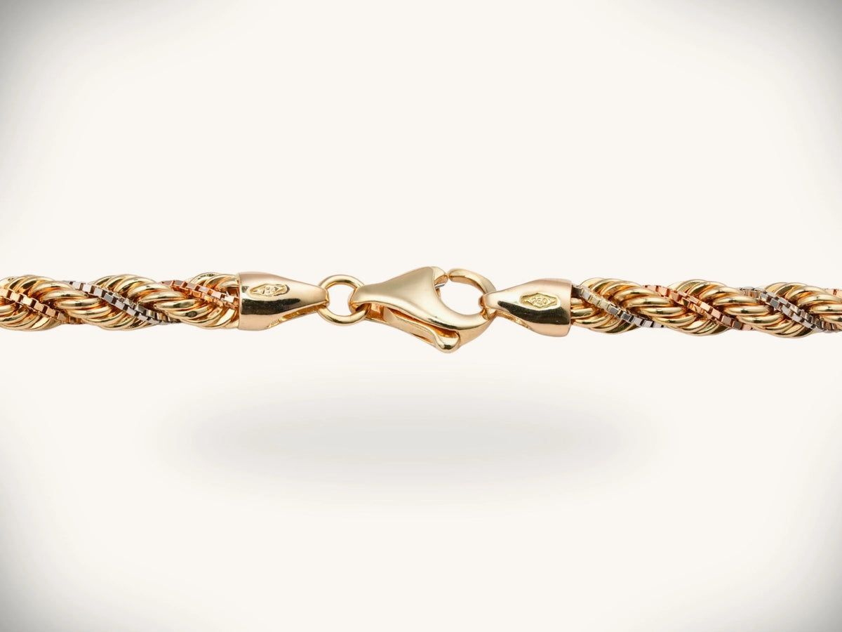 Gold-toned rope chain necklace with secure clasp by ArtGold Meridian Weave