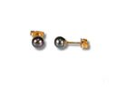 Midnight Elegance black pearl stud earrings in 18K gold