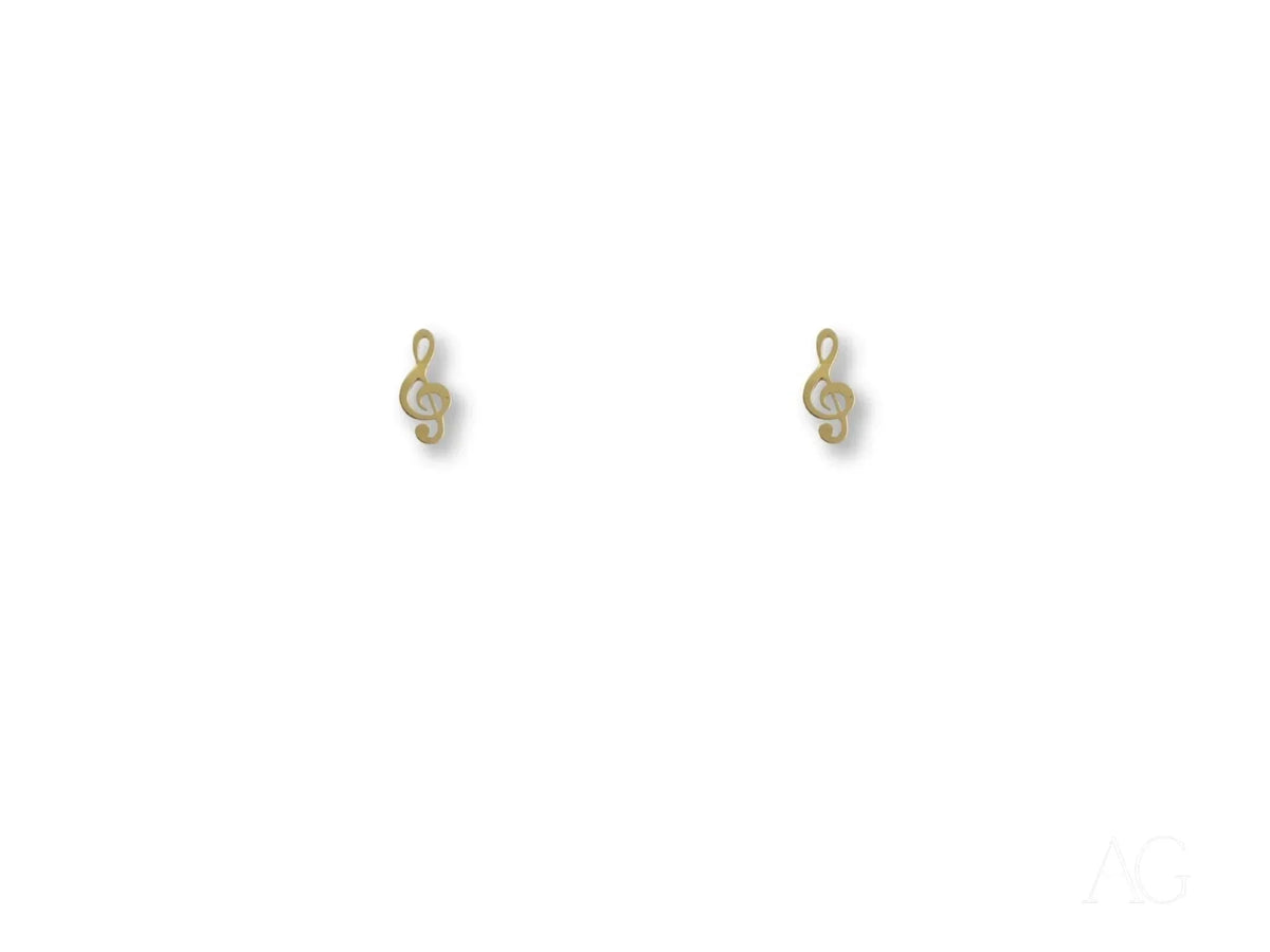 Pair of certified 18k solid gold music note earrings