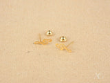 Certified 18k solid gold music note earrings, delicate treble clef studs