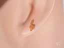 Certified 18k solid rose gold treble clef stud music note earrings