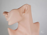 Elegant certified 18k solid gold music note earring on ear mannequin