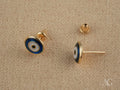 Mystic Protection: 18k Gold Evil Eye Stud Earrings
