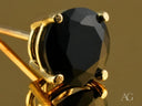 18K gold black onyx stud earrings with faceted gem in four-prong setting