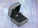 18K gold black onyx stud earrings in velvet box