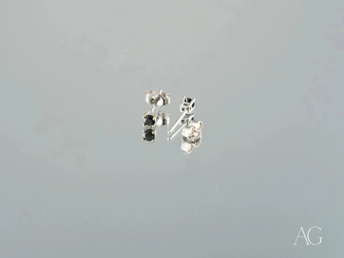Noir Elegance 18k white gold black diamond stud earrings