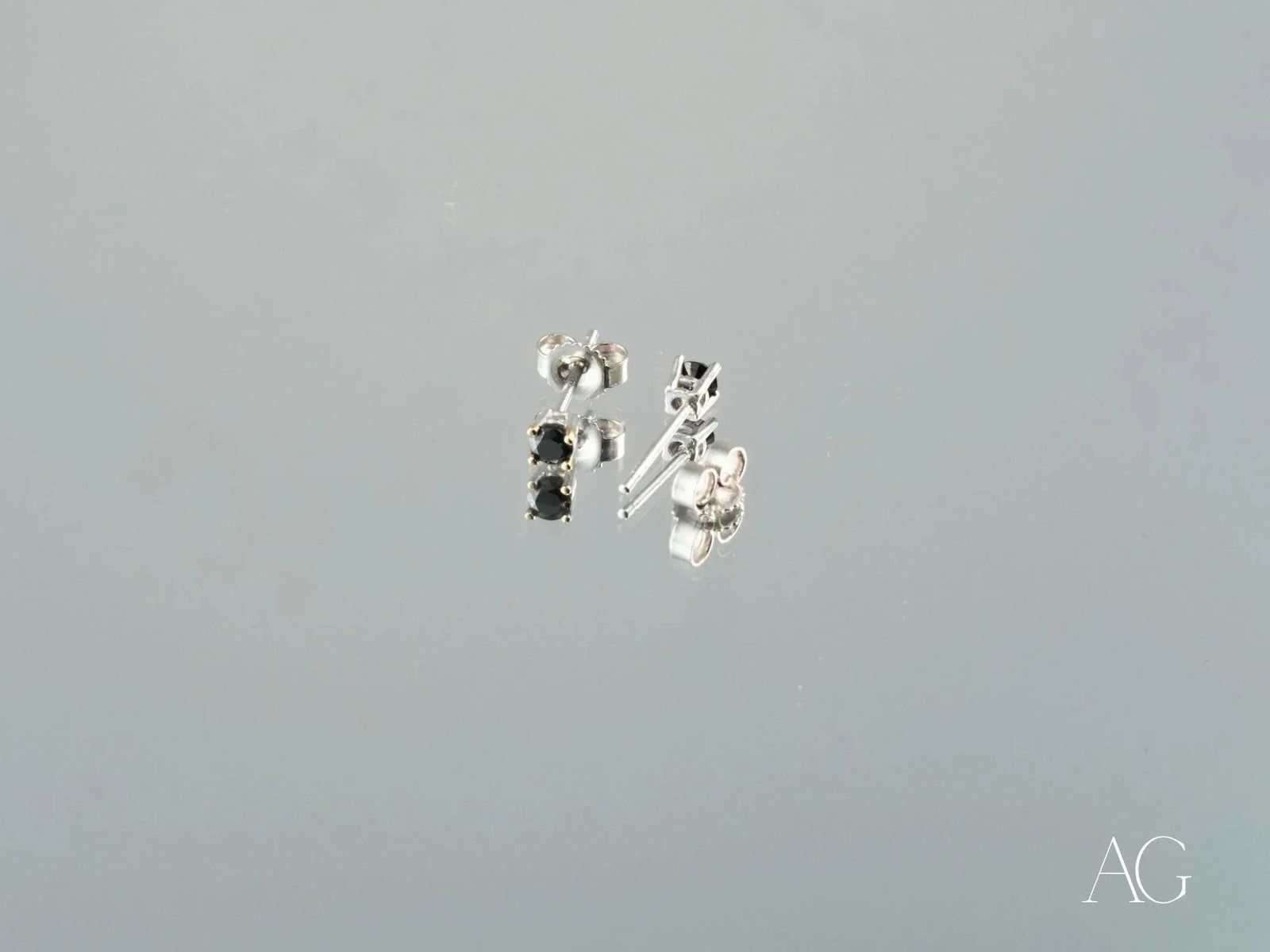 Noir Elegance 18k white gold black diamond stud earrings