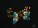 Ocean Breeze 18k gold pearl earrings with vibrant turquoise beads